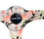 NRG 350mm Black Suede Floral Dipped Steering Wheel Black Baseball Stitch