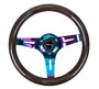 NRG Classic 310mm Steering Wheel Wood Grain Black 3-Spoke Neochrome Center