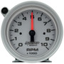 AutoMeter Tachometer Gauge 10,000 RPM 3.75in Pedestal Silver Dial Black Case