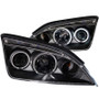 ANZO Projector Headlights Black Housing Pair Clear Lens for 2005-2007 Ford Focus