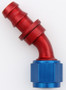 Aeroquip FCM1523 8AN 45 Degree Socketless Hose Fitting Aluminum Blue Red