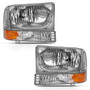 Anzo USA Crystal Headlight Set Ford E-350 Excursion Chrome Head Lamps