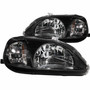 ANZO Crystal Headlight Set Honda Civic 1999-2000 Clear Black Housing Headlights
