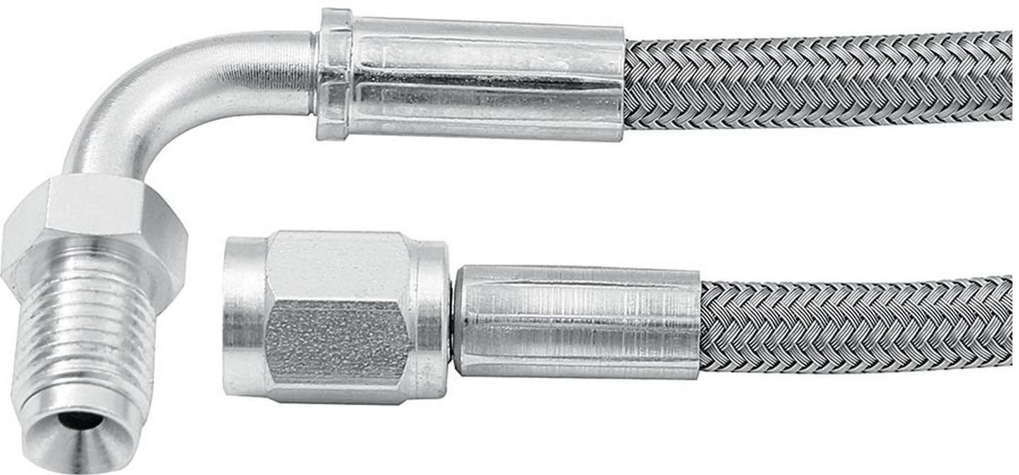 Allstar 48in 3AN PTFE Braided Hose Straight to 90 3/8-24 Inverted Flare