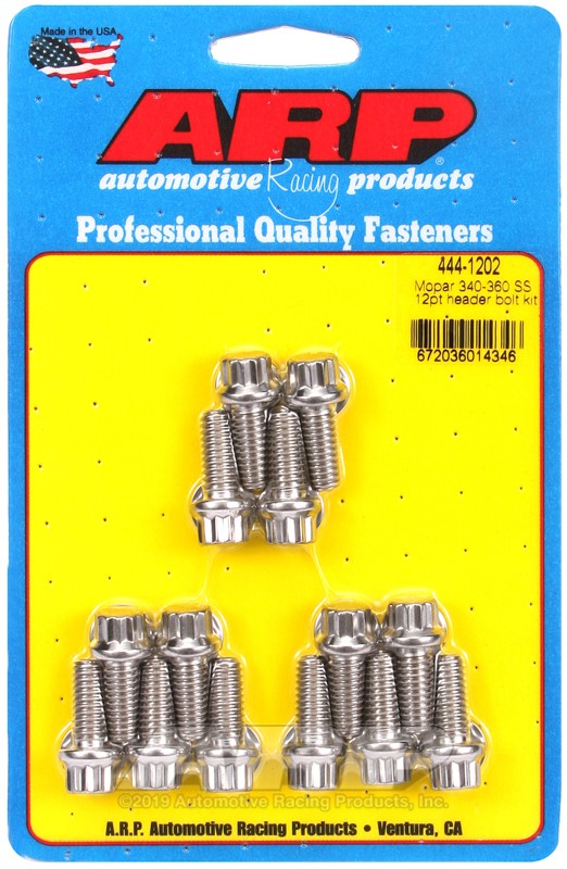 ARP 444-1202 Stainless 12-Point Header Bolt Kit For Mopar 340 360 V8