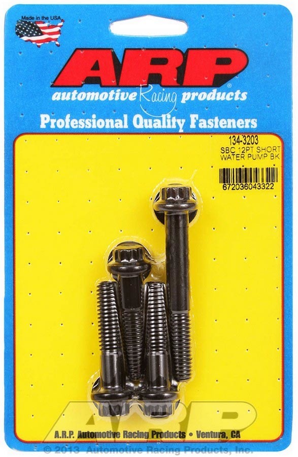 ARP 12-Point Short Water Pump Bolt Kit 3/8-16 Chromoly Black for S-Block Chevy