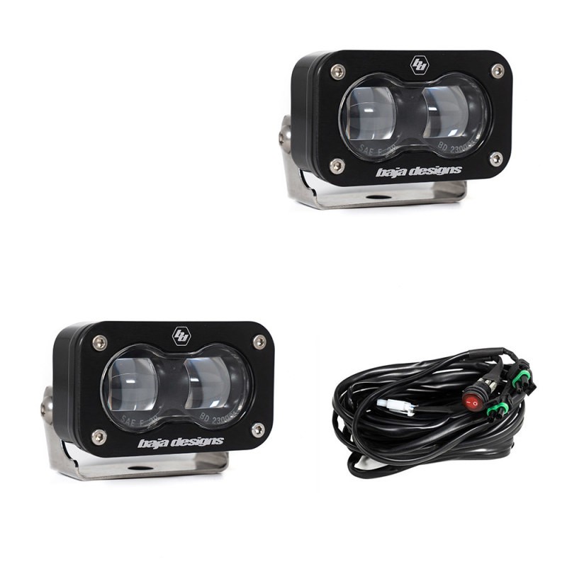 Baja Designs S2 SAE Spot LED Light Pods Pair Clear Lens Auxiliary Lighting