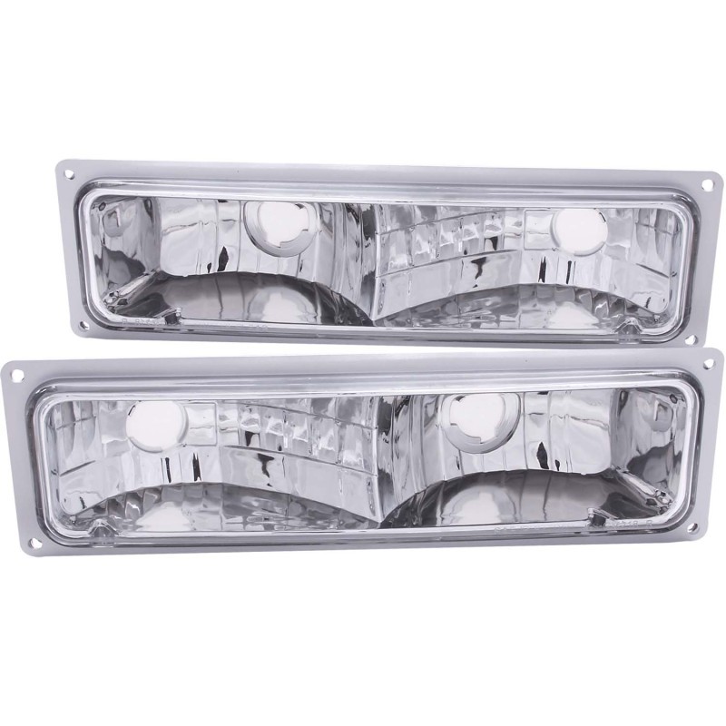 ANZO Euro Parking Light Assembly Clear Lens Chrome Housing for Chevy GMC Pair