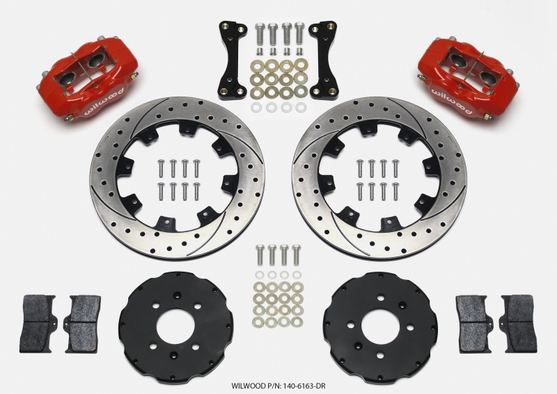 Wilwood Forged Dynalite Front Hat Kit 12.19in Drilled Red Honda Acura 1990-1992