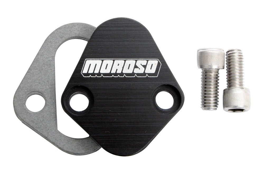 Moroso Billet Fuel Pump Blockoff Plate Black Anodized for BBC Ford Mopar Engines