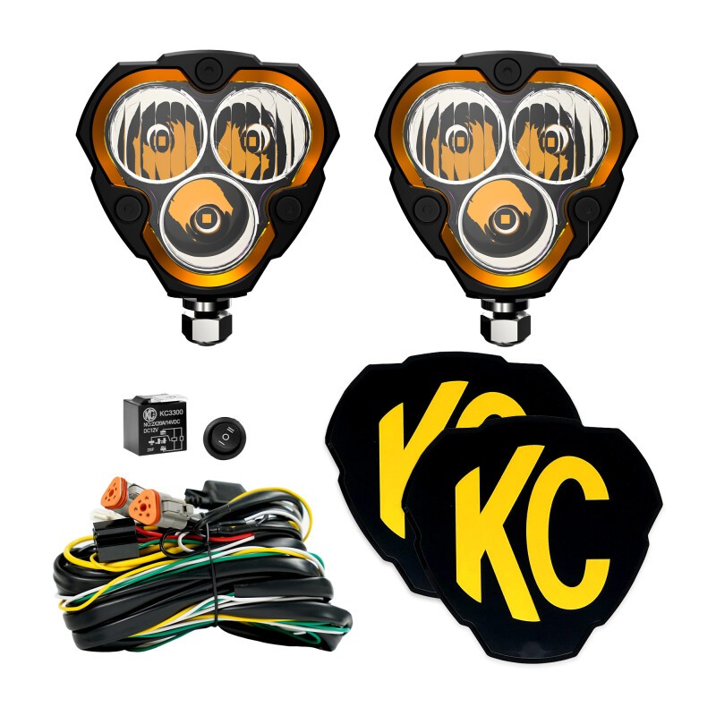 KC HiLiTES Flex Era 3 LED Light Kit 60W IP68 Off-Road Master Kit Amber Backlight
