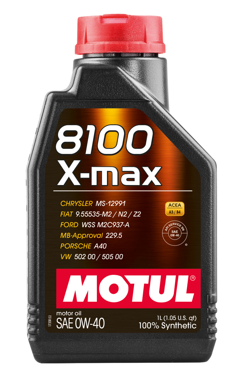 Motul 8100 X-max 0W-40 Synthetic Engine Oil for 1991-2017 BMW & Porsche Vehicles