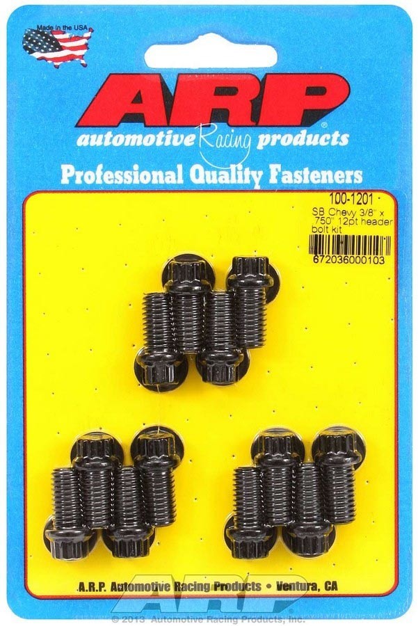 ARP 3/8-16 x .750 Header Bolt Kit 12 Point Black Oxide For SBC Chevy 12pc