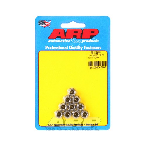 ARP Stainless Steel 1/4-20 Thread, 5/16" Head 12 Point Nuts Polished - Set of 10