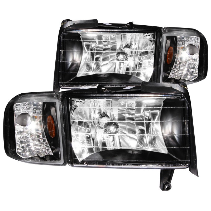 ANZO Crystal Headlights Dodge Ram 2500 3500 1994-2002 Black Housing