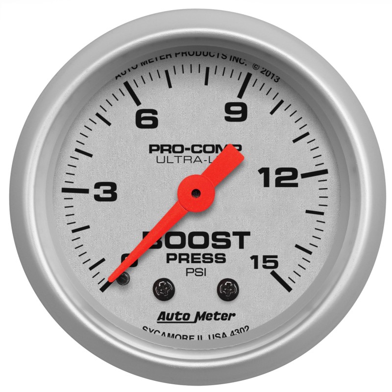 AutoMeter Ultra-Lite 52mm Mechanical Boost Gauge 0-15 PSI Automotive