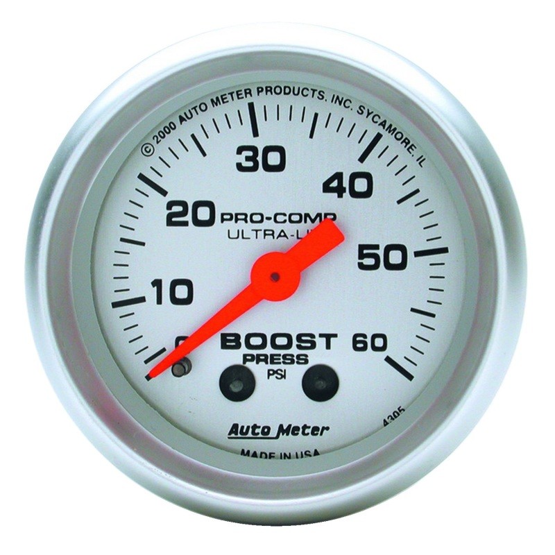 AutoMeter Ultra-Lite 52mm 60 PSI Mechanical Boost Gauge Vehicles