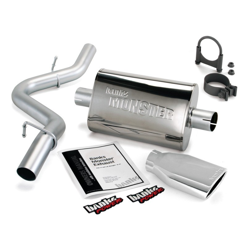 Banks Monster Exhaust System For Jeep Wrangler 97-99 2.5L 4.0L Chrome Tip