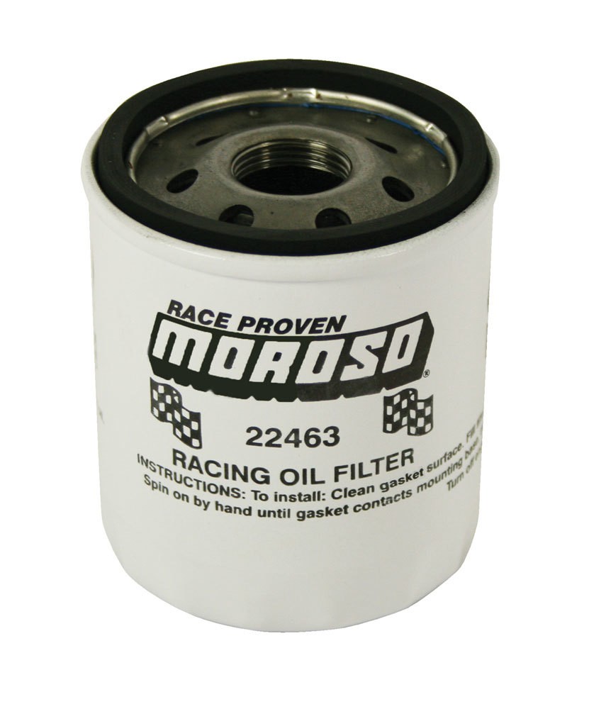Moroso Racing Oil Filter Steel White for Ford Modular and GM LS-Series Engines