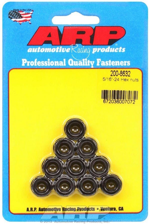ARP 2008632 Hex Nut Set 5/16-24 Thread 1/2 Inch Hex Chromoly Black Oxide