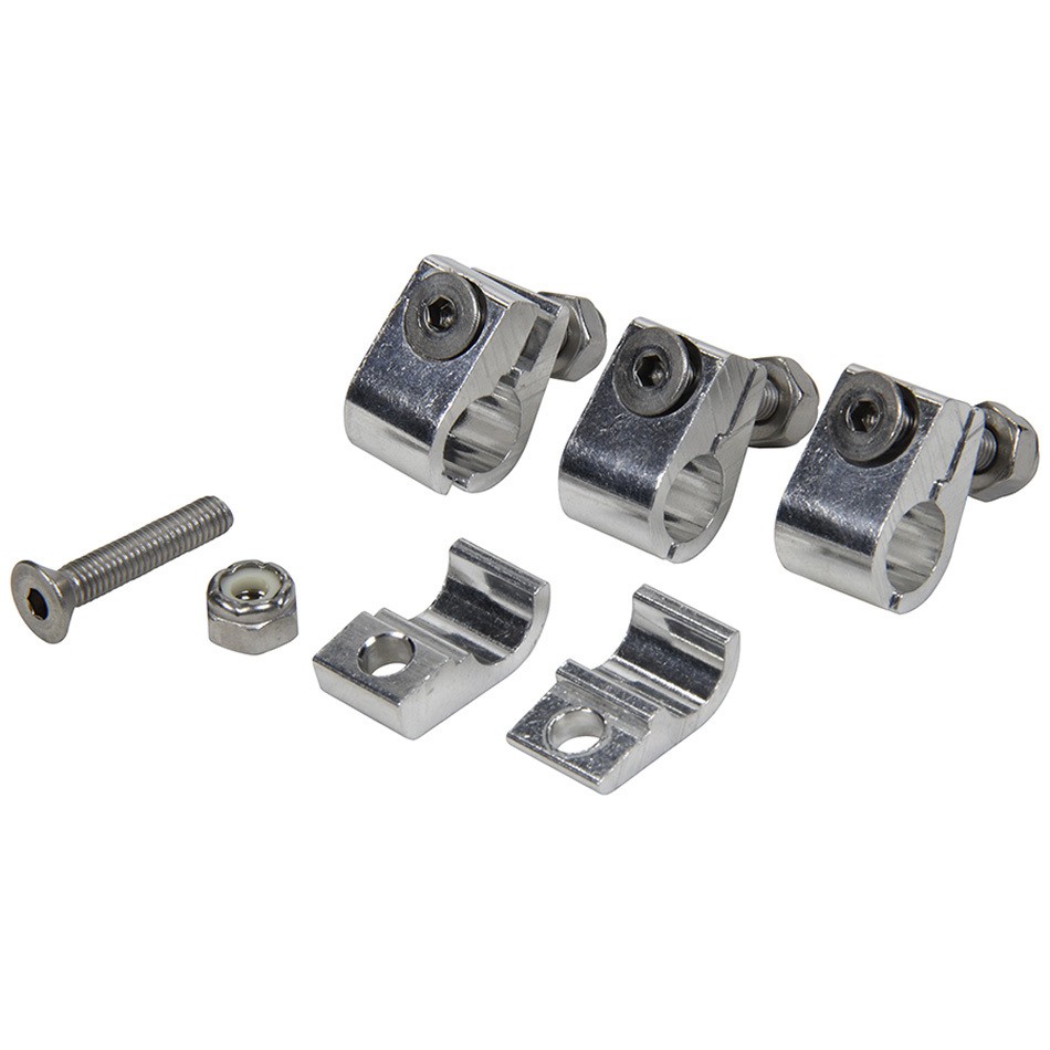 Allstar 2-Piece Aluminum Line Clamps 3/8in ID Polished Set of 4