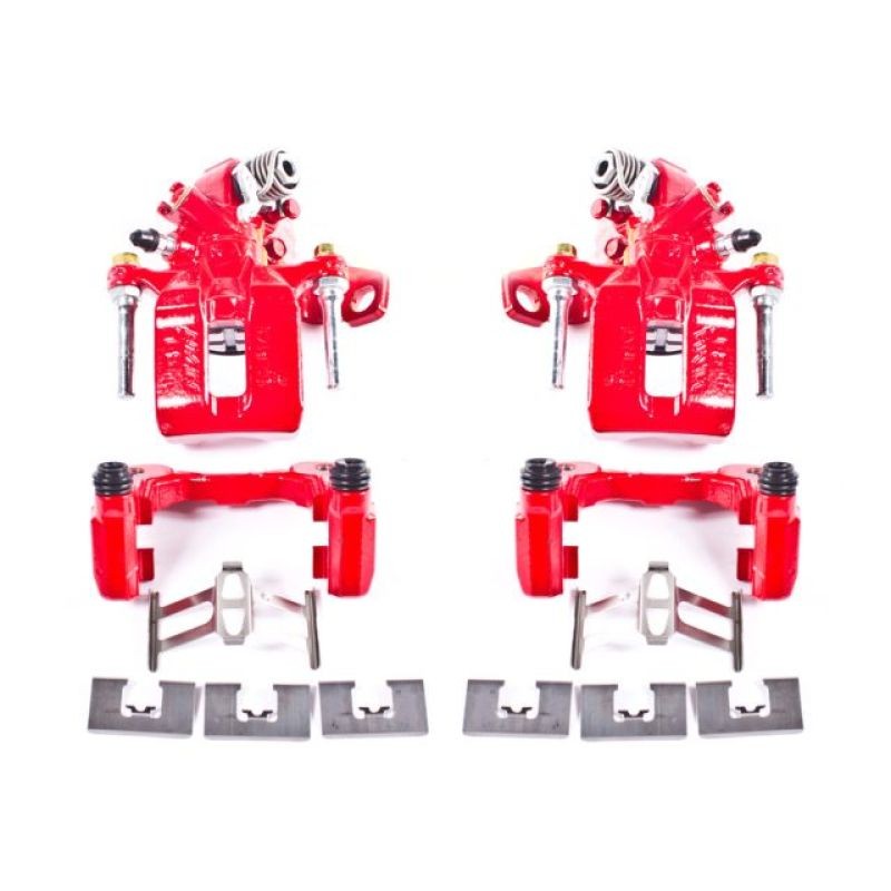 PowerStop S3298 Rear Brake Calipers Red w/ Brackets Honda Civic Acura CSX