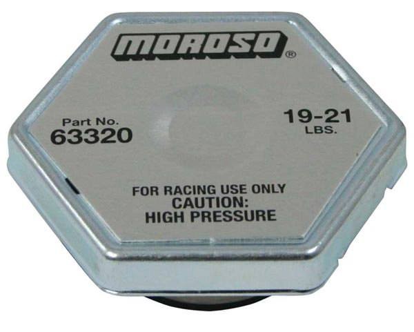 Moroso Racing Radiator Cap 19-21 PSI Hex Hexagon Standard Neck Fit 63320