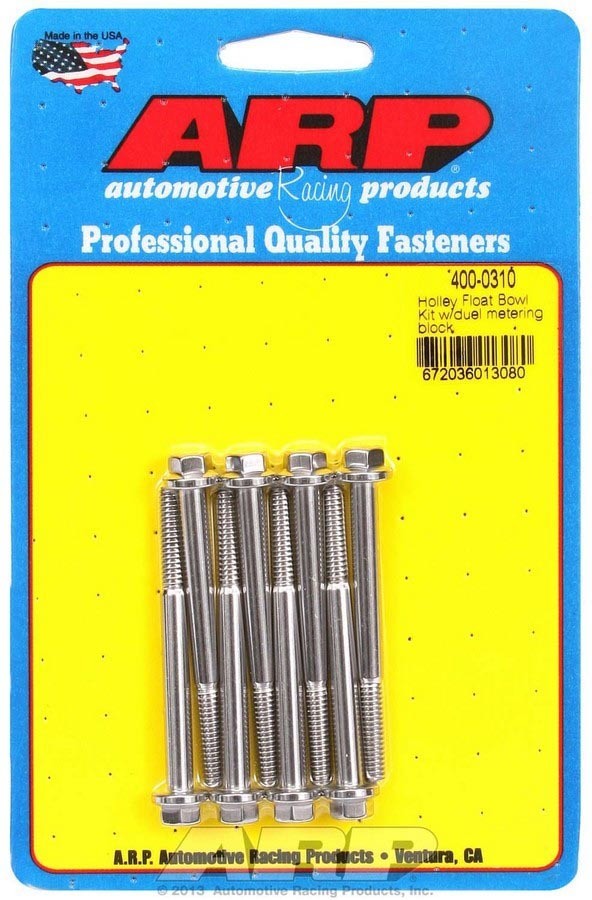 ARP Stainless Carburetor Float Bowl Bolts Holley Dual Metering Block Set of 8