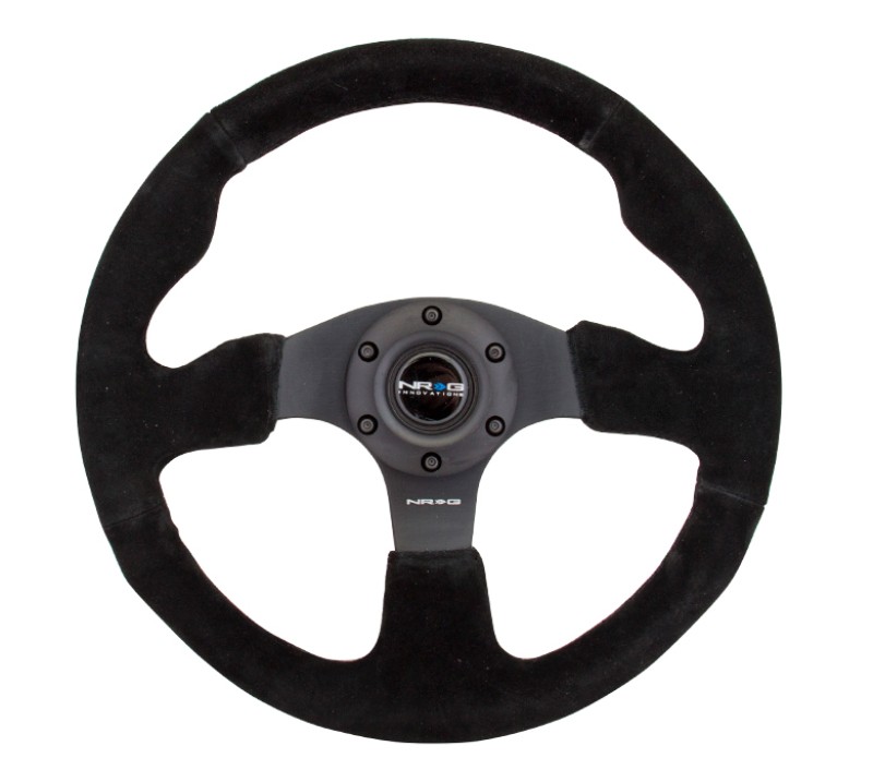NRG 320mm Reinforced Suede Steering Wheel Black Stitch Racing Wheel RST-012S