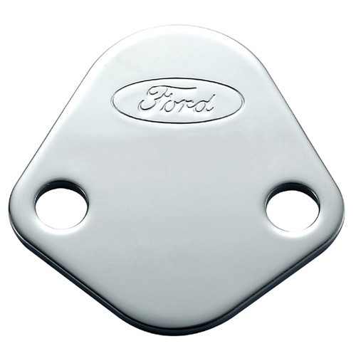 Ford 302-290 Fuel Pump Block Off Plate Chrome Ford Logo