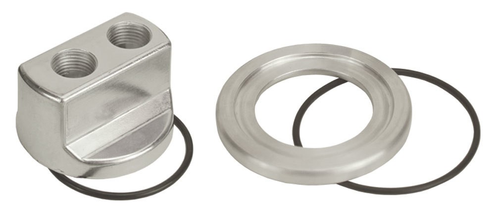Derale Universal Oil Filter Adapter Bypass Kit 1-3/4" 2 in NPT Polished Aluminum