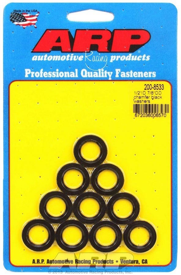 ARP Black Chromoly Flat Washers 1/2in ID 7/8in OD Chamfered .120in Set of 10