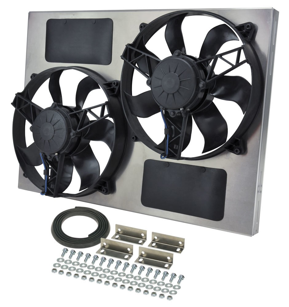 Derale Dual Radiator Fan Aluminum Shroud 11in Puller Fans