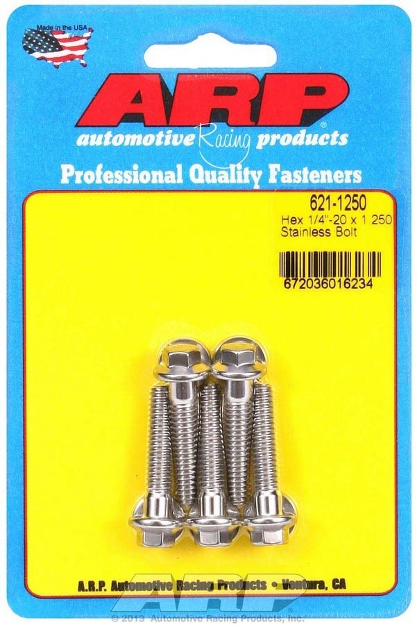 ARP Stainless Steel Bolt Kit 1/4-20 x 1.25 in Hex Head Polished Set of 5