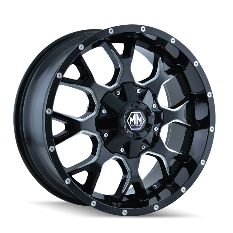 Mayhem 8015 Warrior 20x9 Wheel 6x135 0mm Offset Black Milled Spokes Truck Rim