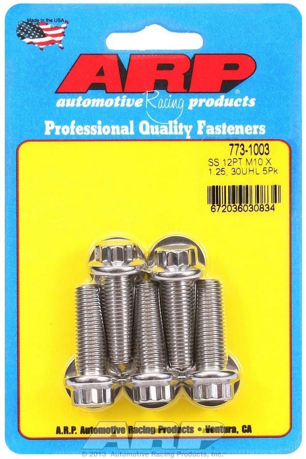 ARP Stainless Steel Bolt Kit 10mm x 1.25 30mm 12 Point Polished Set of 5
