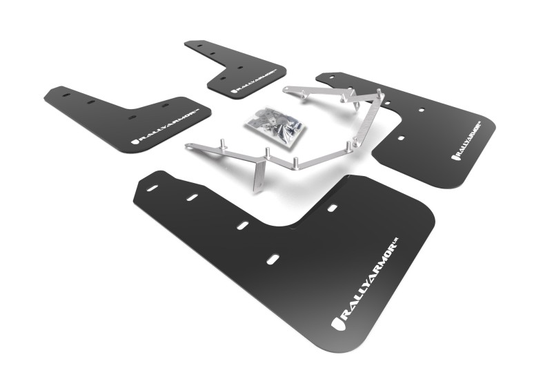 Rally Armor UR Series Mud Flaps Honda Civic 2016-2019 Black White Logo