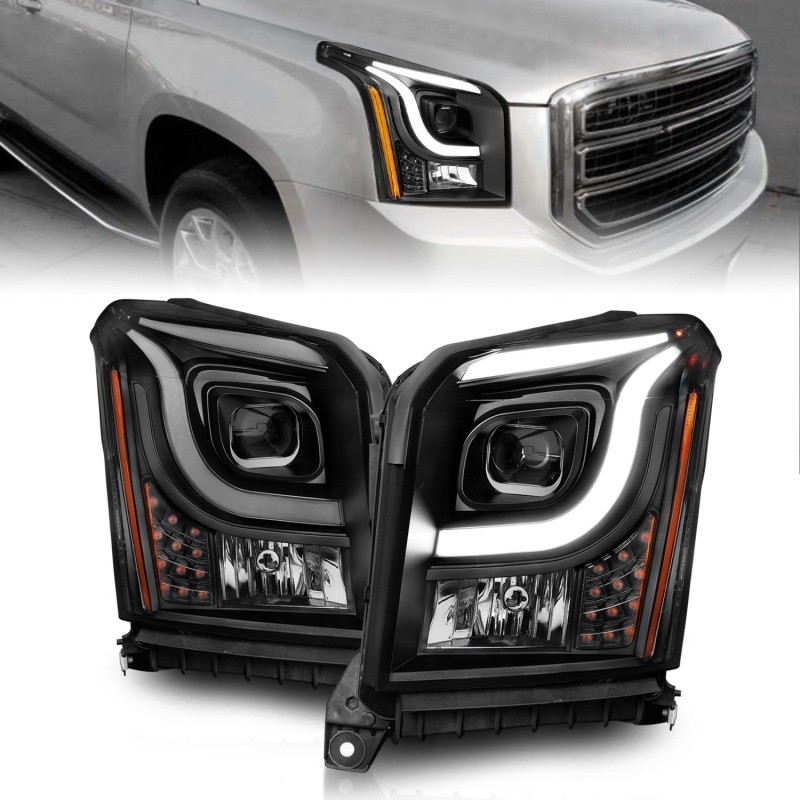 ANZO GMC Yukon Yukon XL 2015-2017 Projector Headlights Black Clear Lens