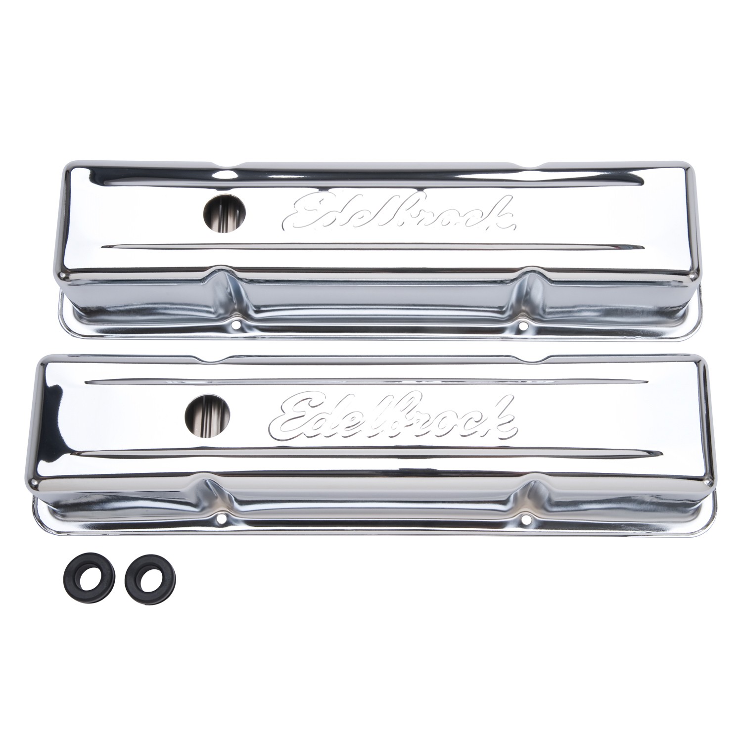 Edelbrock Signature Series Tall Valve Cover Chrome Steel for Small Block Chevy