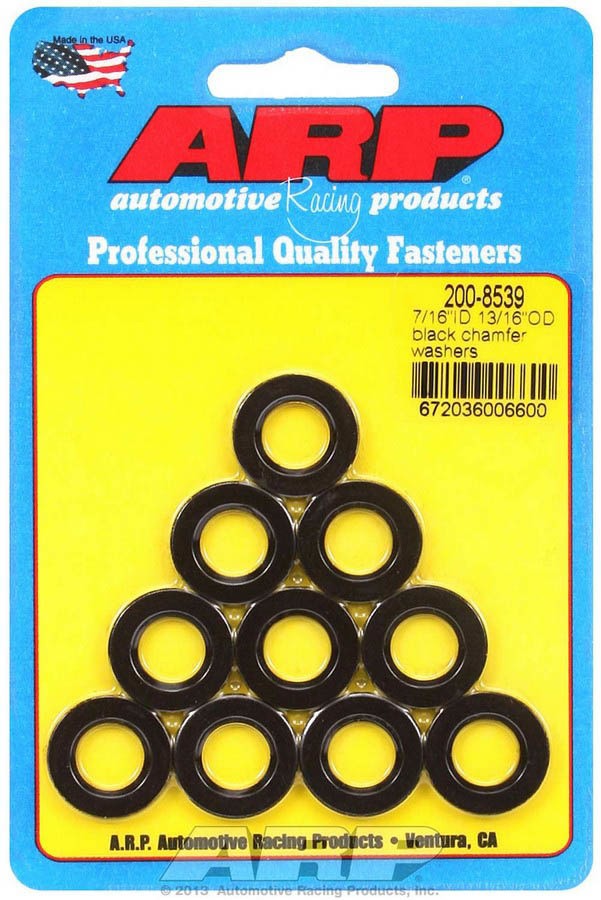 ARP Chromoly Flat Washers 7/16 ID 13/16 OD 0.12 Thick Black Oxide - Set of 10