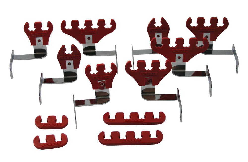 MOROSO BBC For Spark Plug Wire Loom Kit With Mounting Bracket - Red, 7-9 Mm