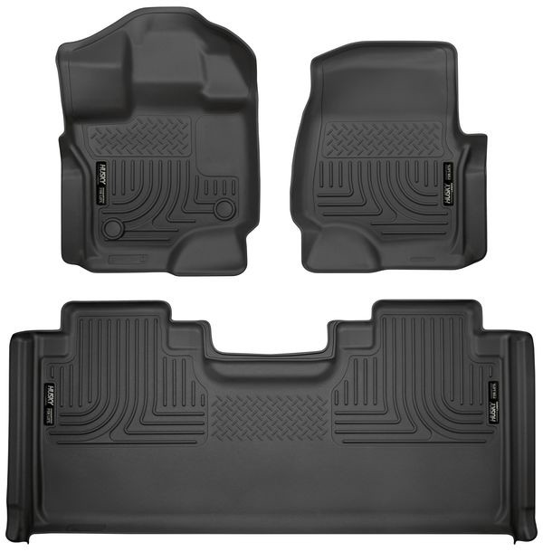 For Husky Weatherbeater Front & 2nd Row Floor Liners For Ford Fullsize Trucks