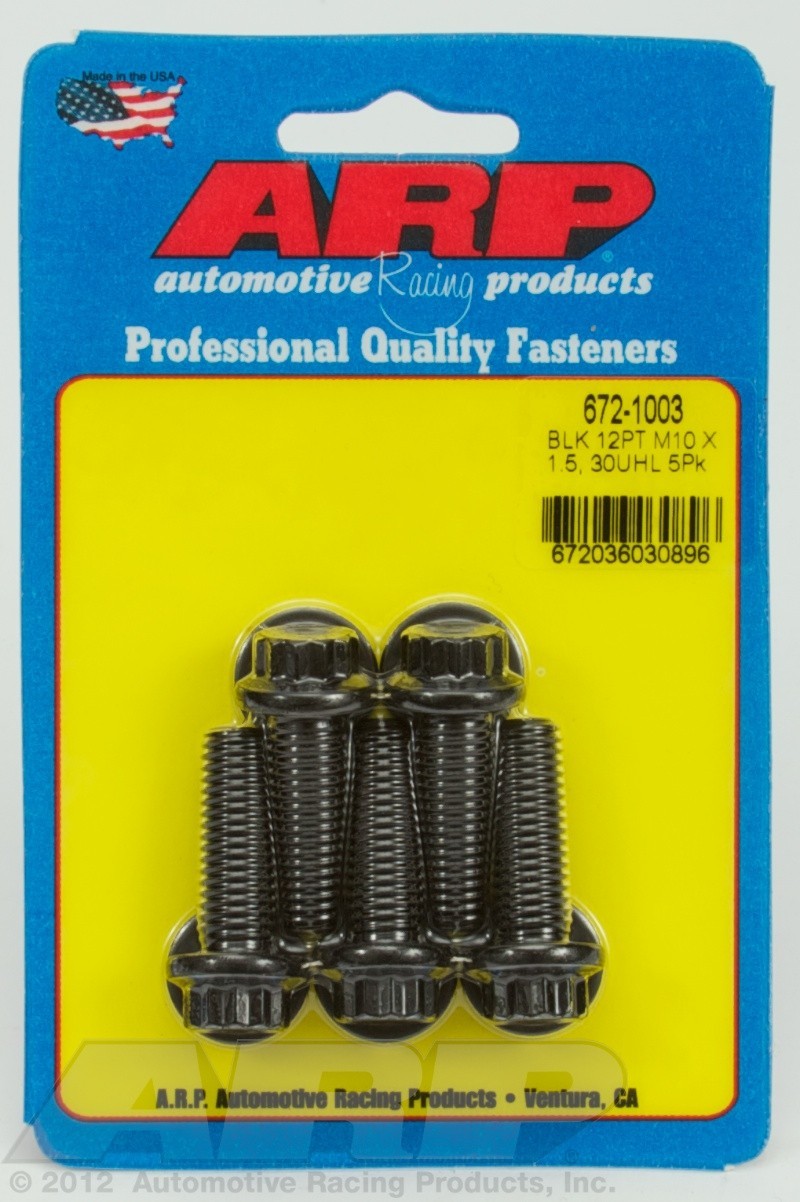 ARP M10 x 1.50 x 30mm 12 Point Lug Nut Black Steel Automotive Hardware