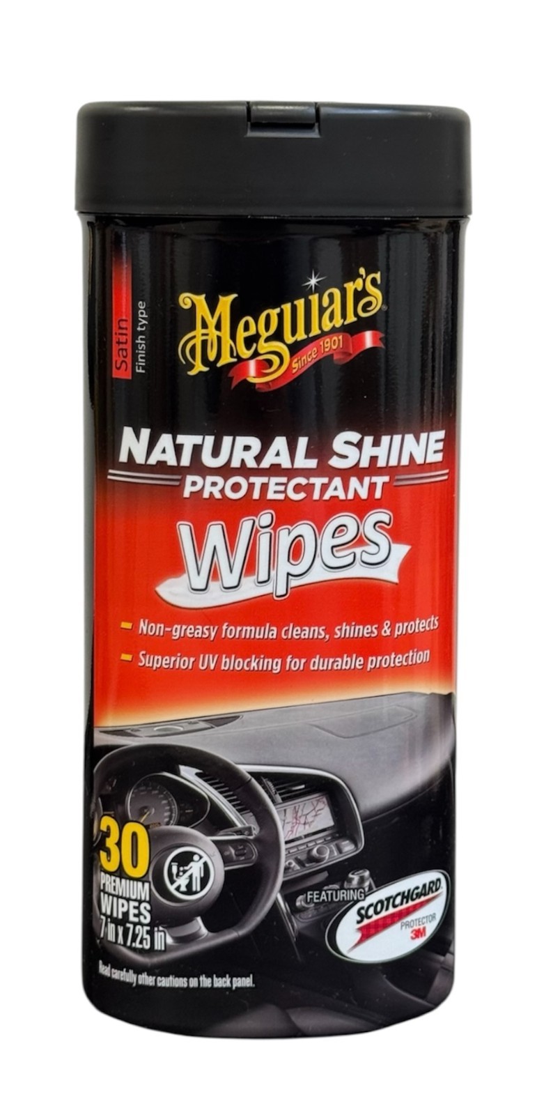 Meguiars Natural Shine Protectant Wipes 30 Count Auto Interior Surface Cleaner