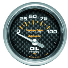 AutoMeter Oil Pressure Gauge 52mm 100 PSI Carbon Fiber Electric 2-1/16in