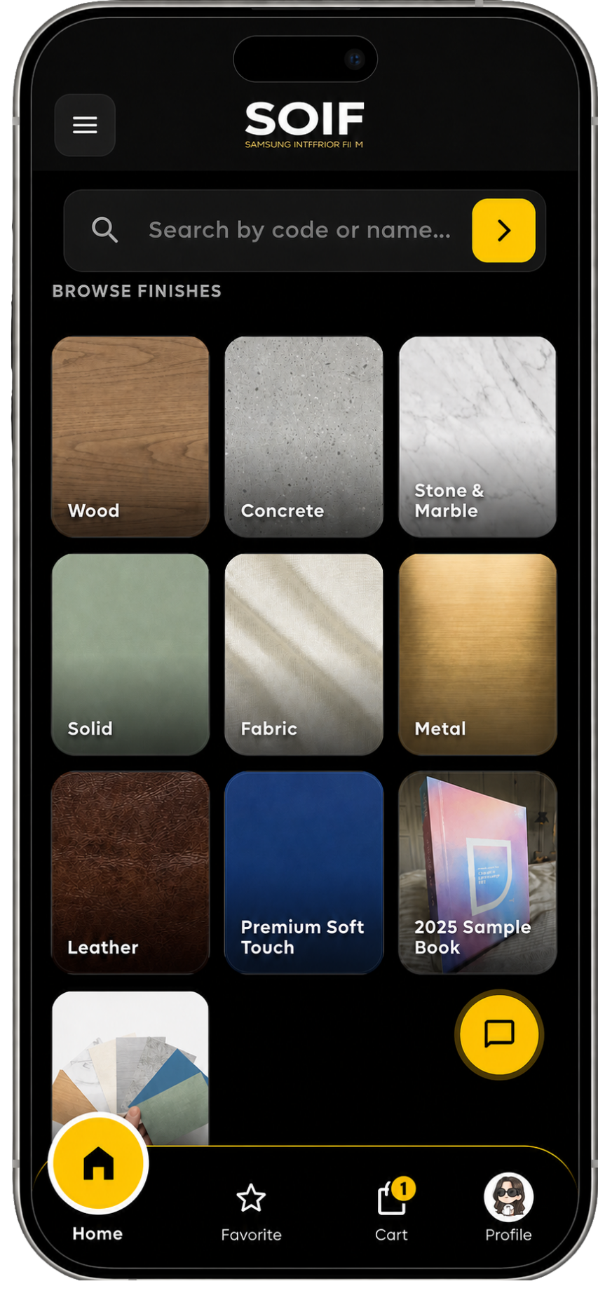 The SOIF app showing the finishes browser