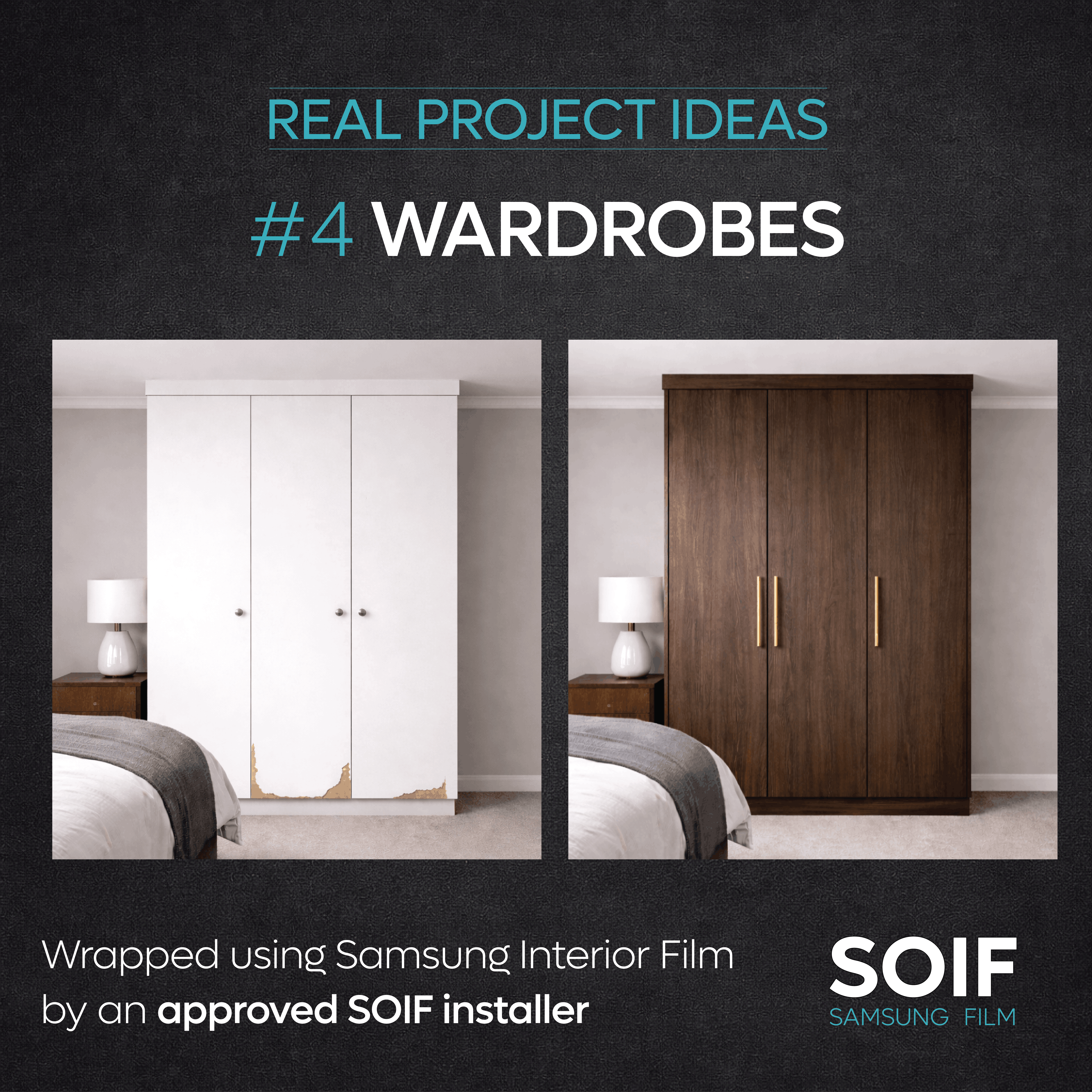 Wardrobes before and after wrap – Samsung Interior Film