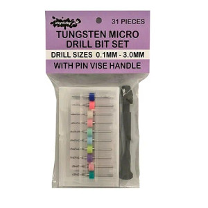 IckySticky Tungsten Micro Drill Bit Set W/Handle 31 Piece