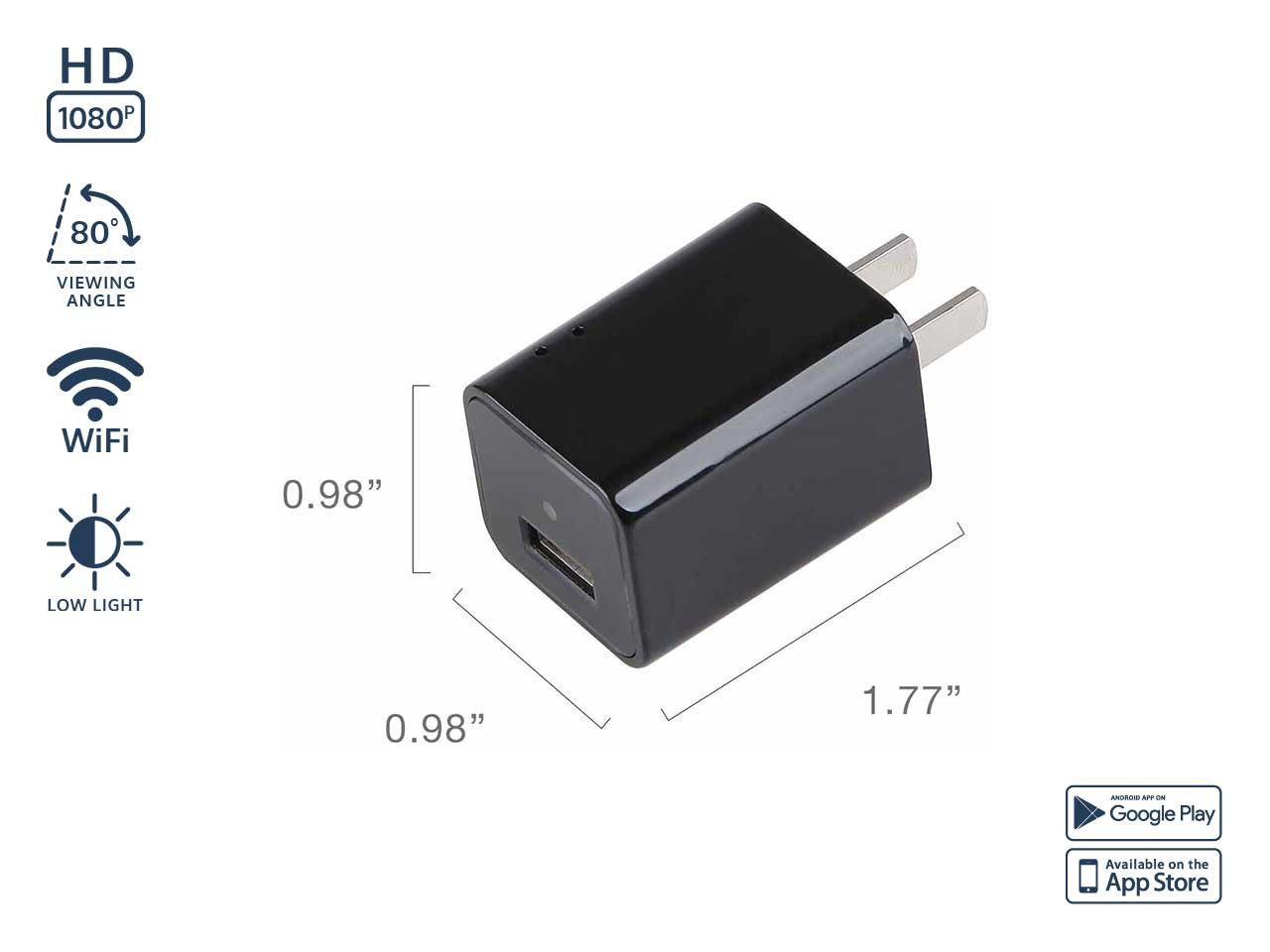 Mini WiFi AC Adapter Hidden Camera 