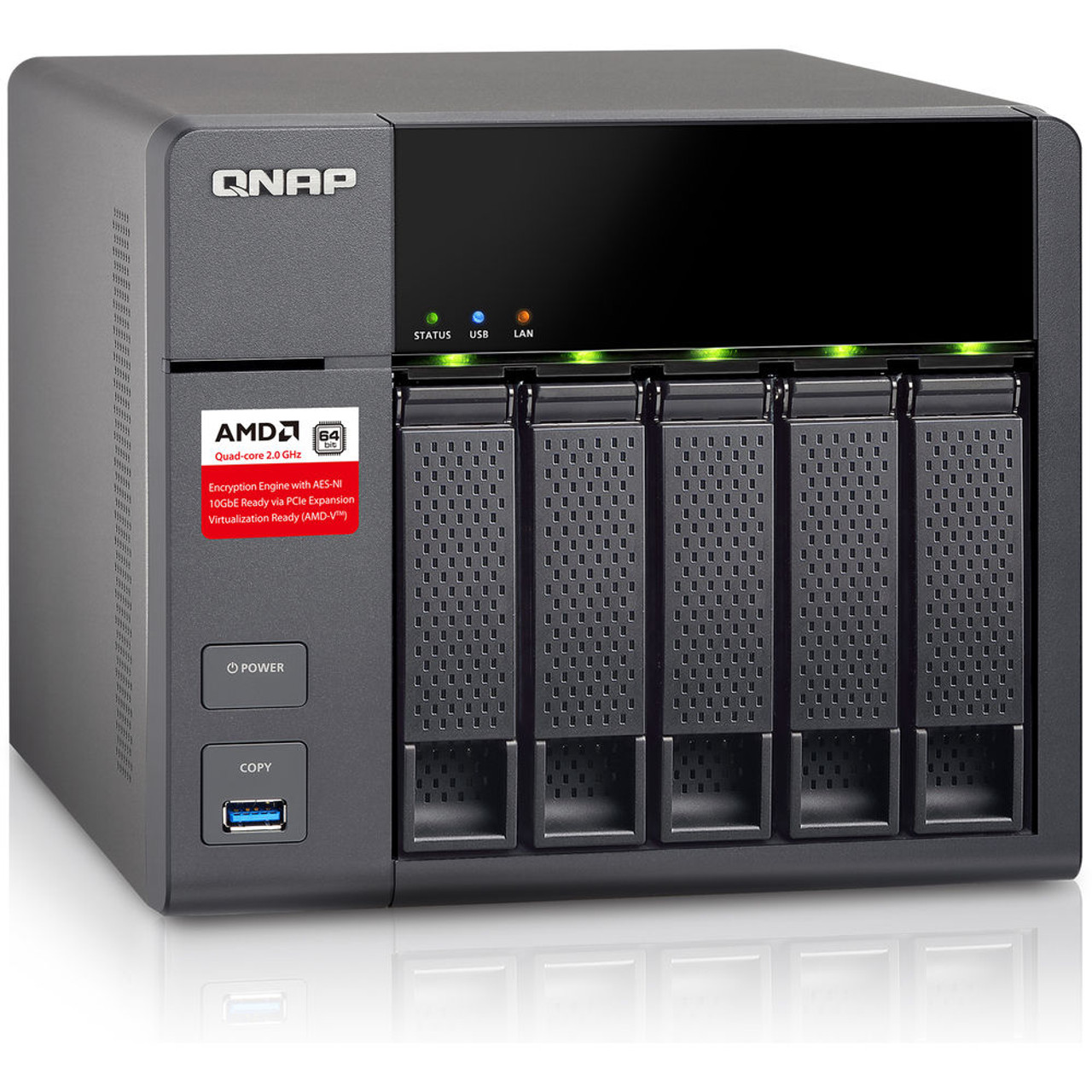 5-Bay AMD 64bit x86-based NAS 2GB RAM by QNAP